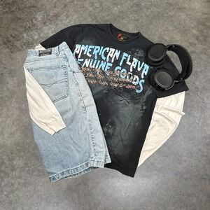 Vintage Phat Farm American Flava T-Shirt Mens Medium Black Y2K Streetwear